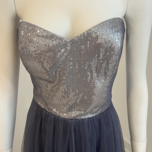 NWT SAMPLE SALE Studio Dessy 4502 Stormy(blue/gray) size 10 sequin net. Pristine - Picture 3 of 8